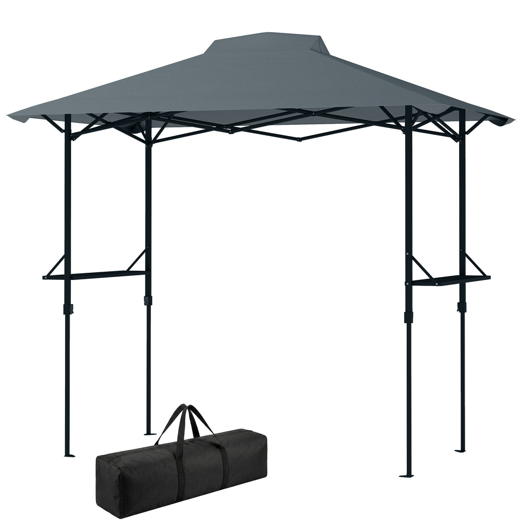 5 x 8.5 ft Pop Up Grill Gazebo with 2 Shelves, UPF 50+ Outdoor Instant Canopy Portable Shelter with Carry Bag, Dark Grey