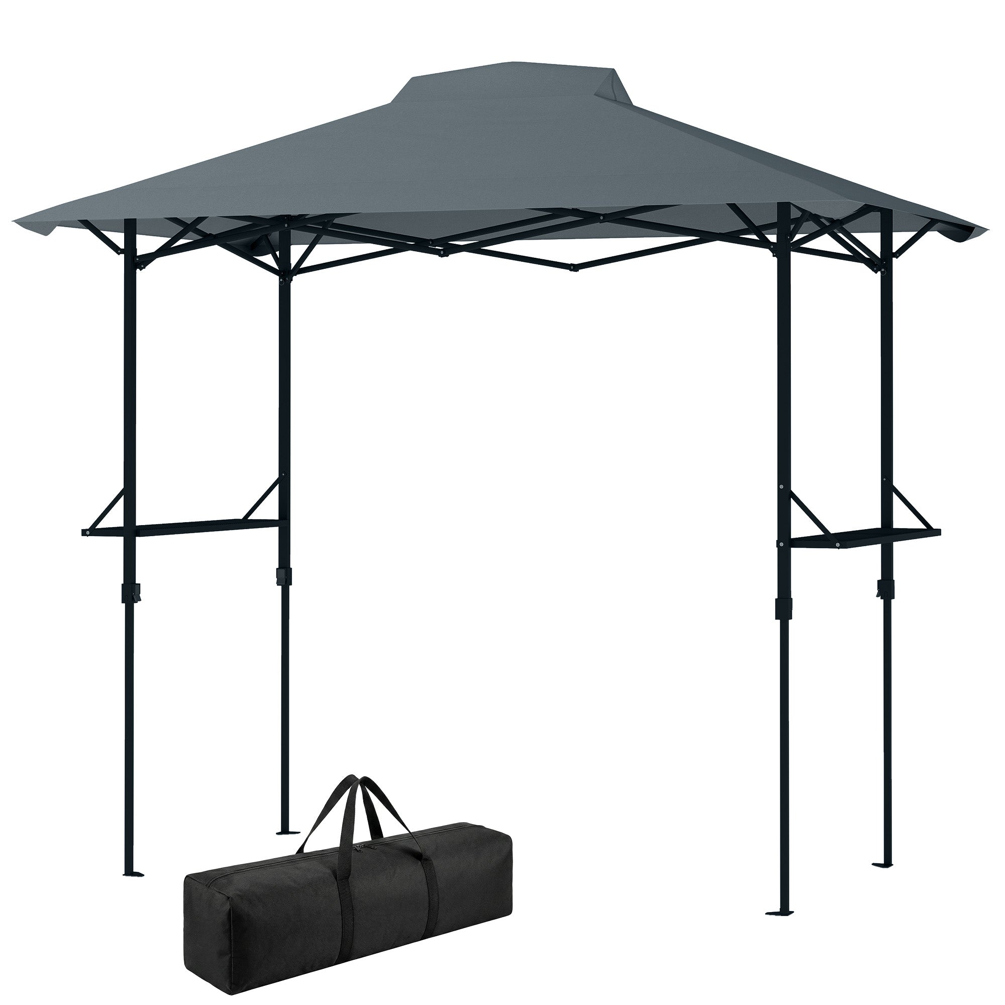 5 x 8.5 ft Pop Up Grill Gazebo with 2 Shelves, UPF 50+ Outdoor Instant Canopy Portable Shelter with Carry Bag, Dark Grey