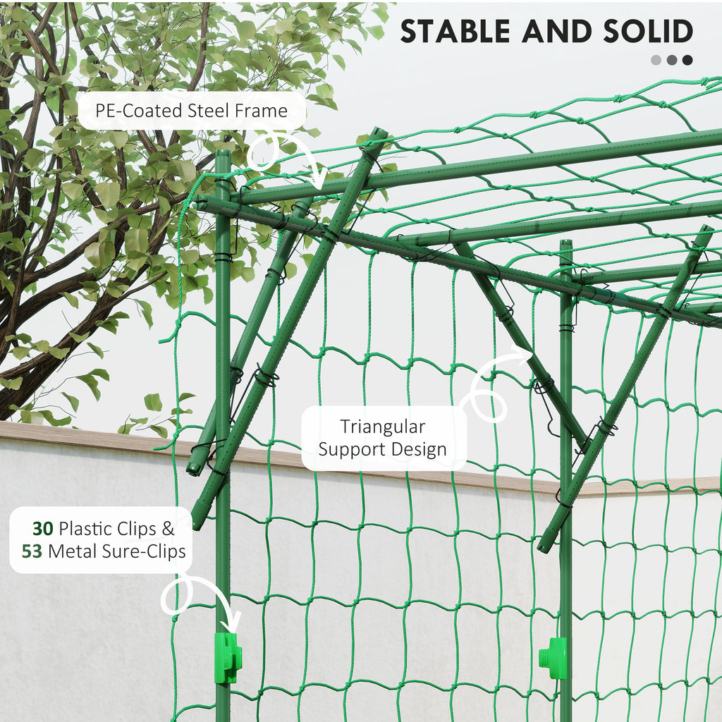 Garden Arch Cucumber Trellis for Climbing Plants, 7.3 FT Tall Metal Plant Trellis Support with Climbing Net, Green
