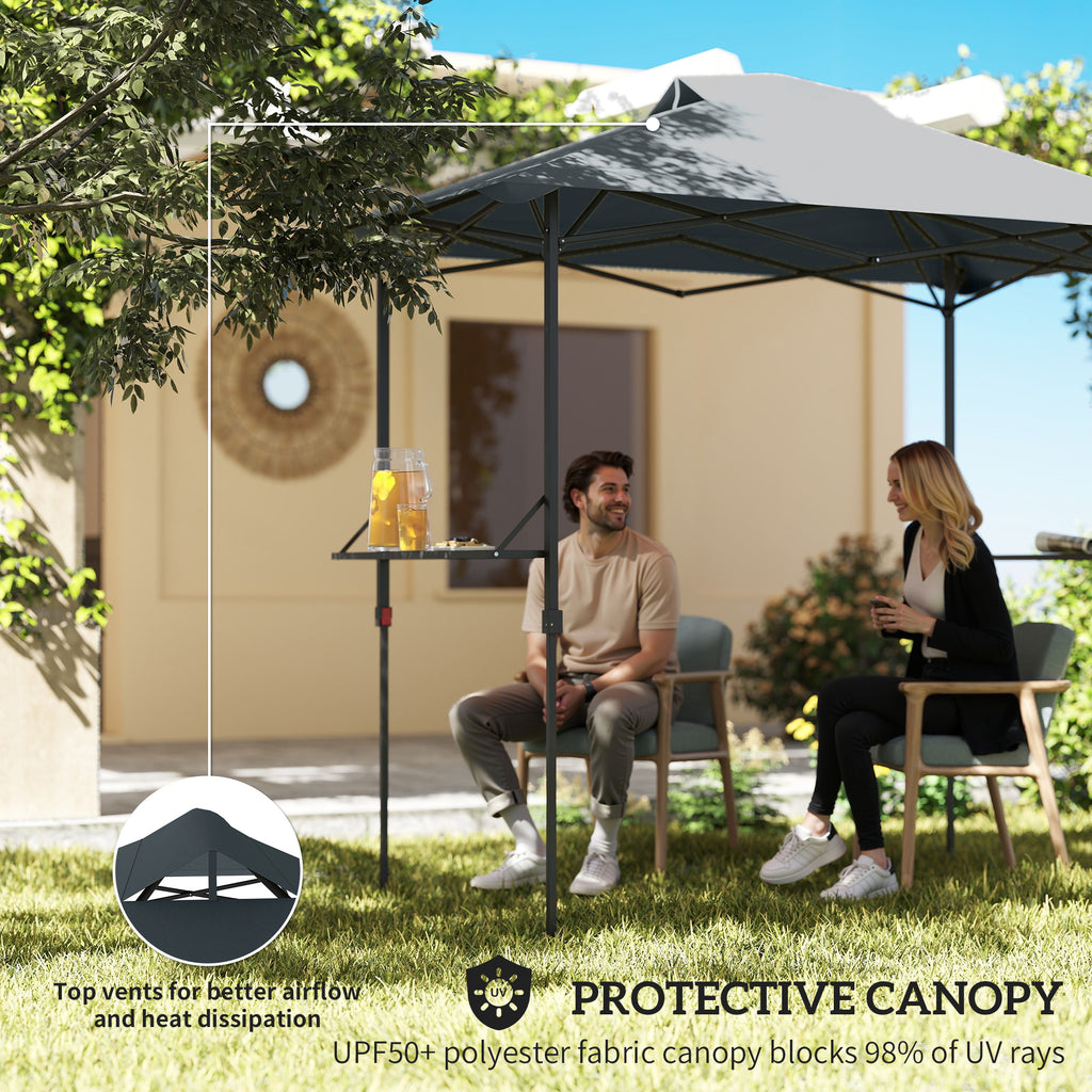 5 x 8.5 ft Pop Up Grill Gazebo with 2 Shelves, UPF 50+ Outdoor Instant Canopy Portable Shelter with Carry Bag, Dark Grey