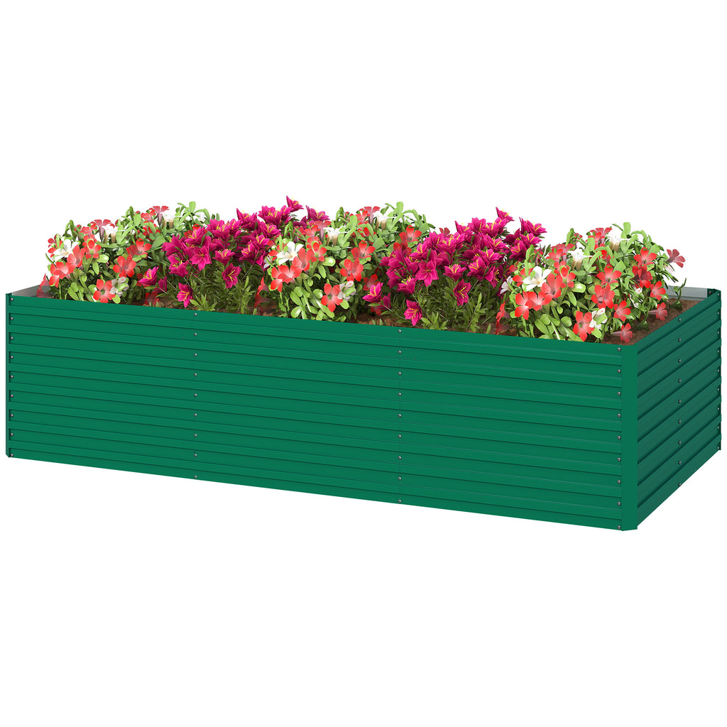 8' x 4' x 2' Raised Garden Bed, Galvanized Planter Box for Growing Flowers, Herbs and Vegetables, Green