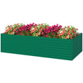 8' x 4' x 2' Raised Garden Bed, Galvanized Planter Box for Growing Flowers, Herbs and Vegetables, Green