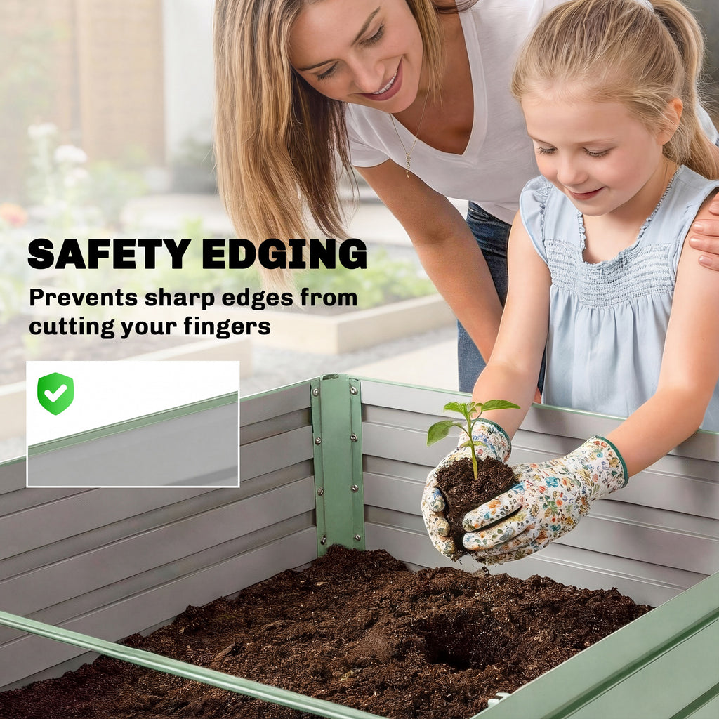 5' x 3' x 2' Raised Garden Bed, Galvanized Planter Box for Growing Flowers, Herbs and Vegetables, Light Green