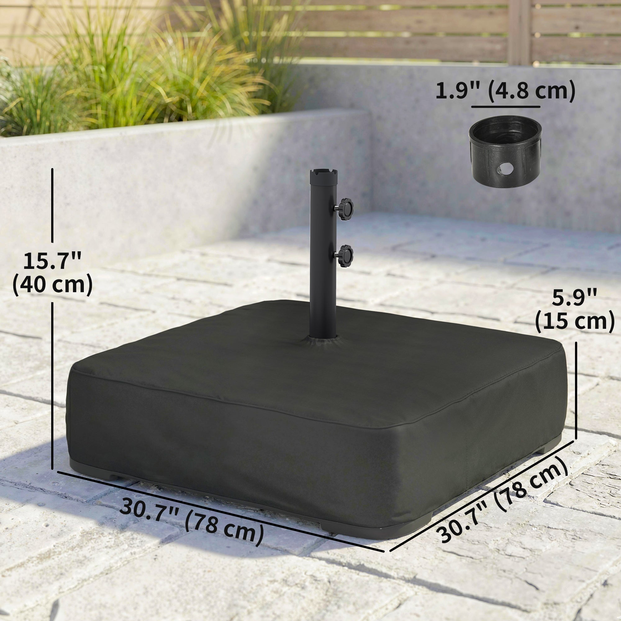 Garden Parasol Base 176 lbs Sand Filled Heavy Duty Stand for Cantilever Umbrellas and 1.89" Poles Black