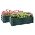Galvanized Raised Garden Beds, Outdoor Planter Box, Set of 2, for Flowers, Herbs and Vegetables, Green