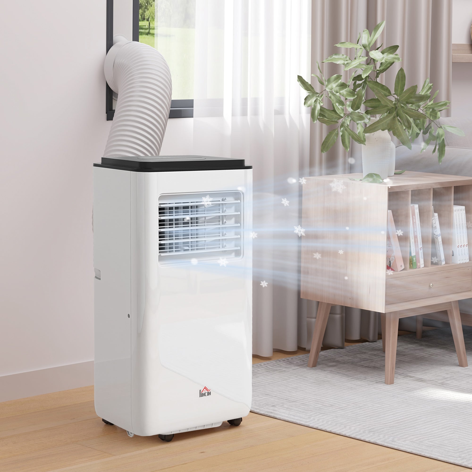 10,000 BTU Moible Air Conditioner 440 Sq. Ft., Dehumidifier Fan Auto Sleep with 24H Timer On/Off, Window Kit, White