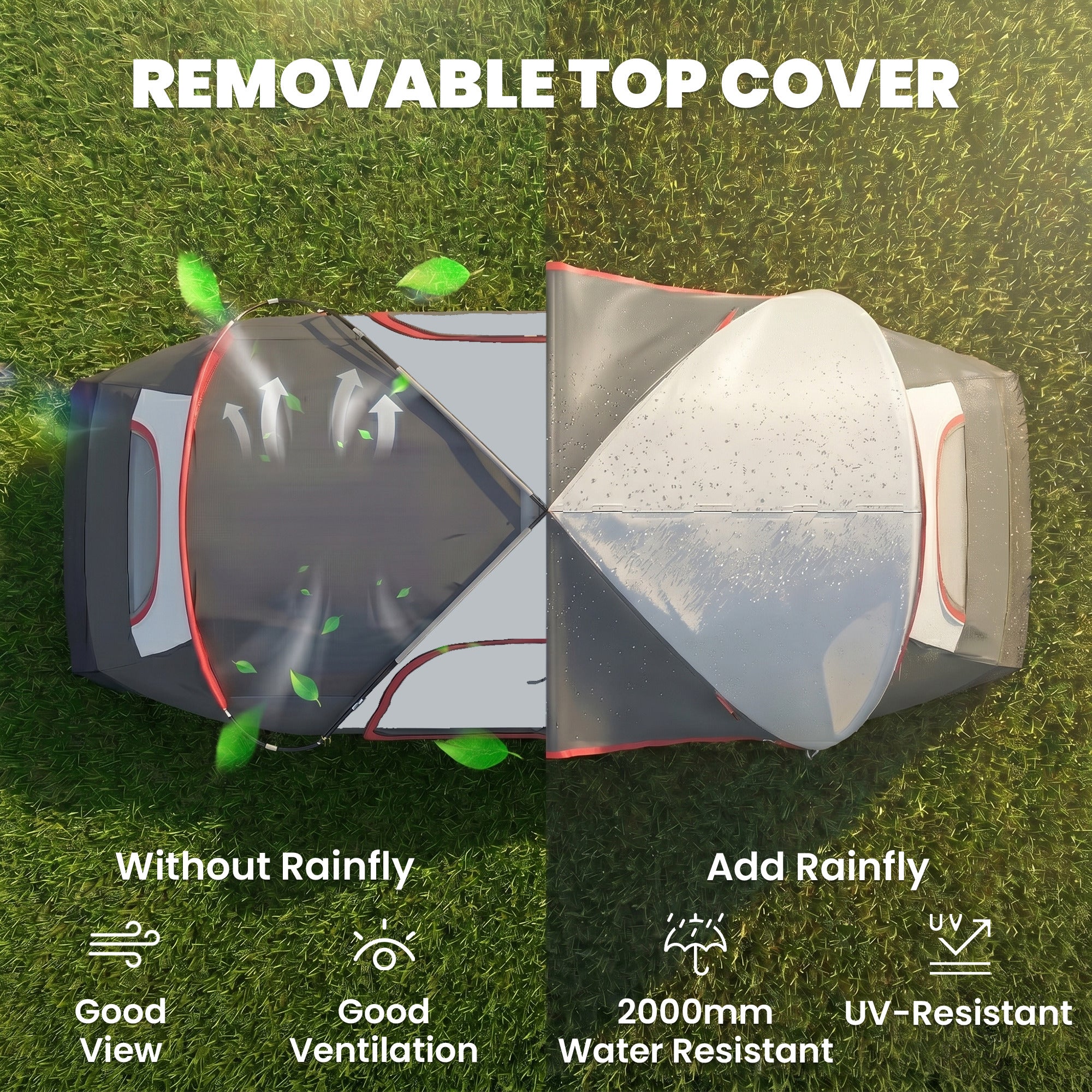Camping Tent for 6 Man with 2000mm Waterproof Rainfly and Carry Bag for Fishing Hiking Festival, Dark Grey