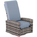 Outdoor Rattan Wicker Lounge Chair with Footrest & Soft Cushion for Patio, Garden, Backyard, Grey
