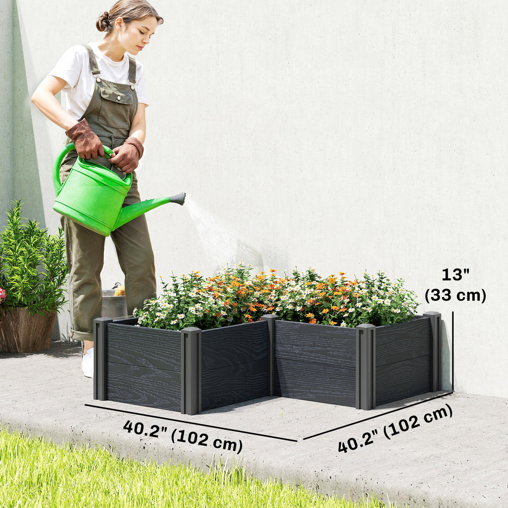 Vinyl Raised Garden Bed Kit, 3 x 3 x 1ft Elevated Garden Box with Open Bottom, Screwless Outdoor Planter Box