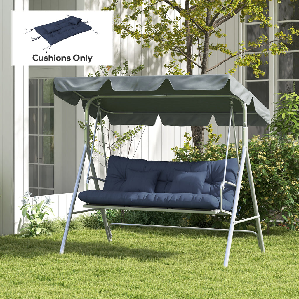 4-Piece Back and Seat Cushion Pillows Replacement and Pillows, Patio Chair Cushions Set with Ties, Navy Blue