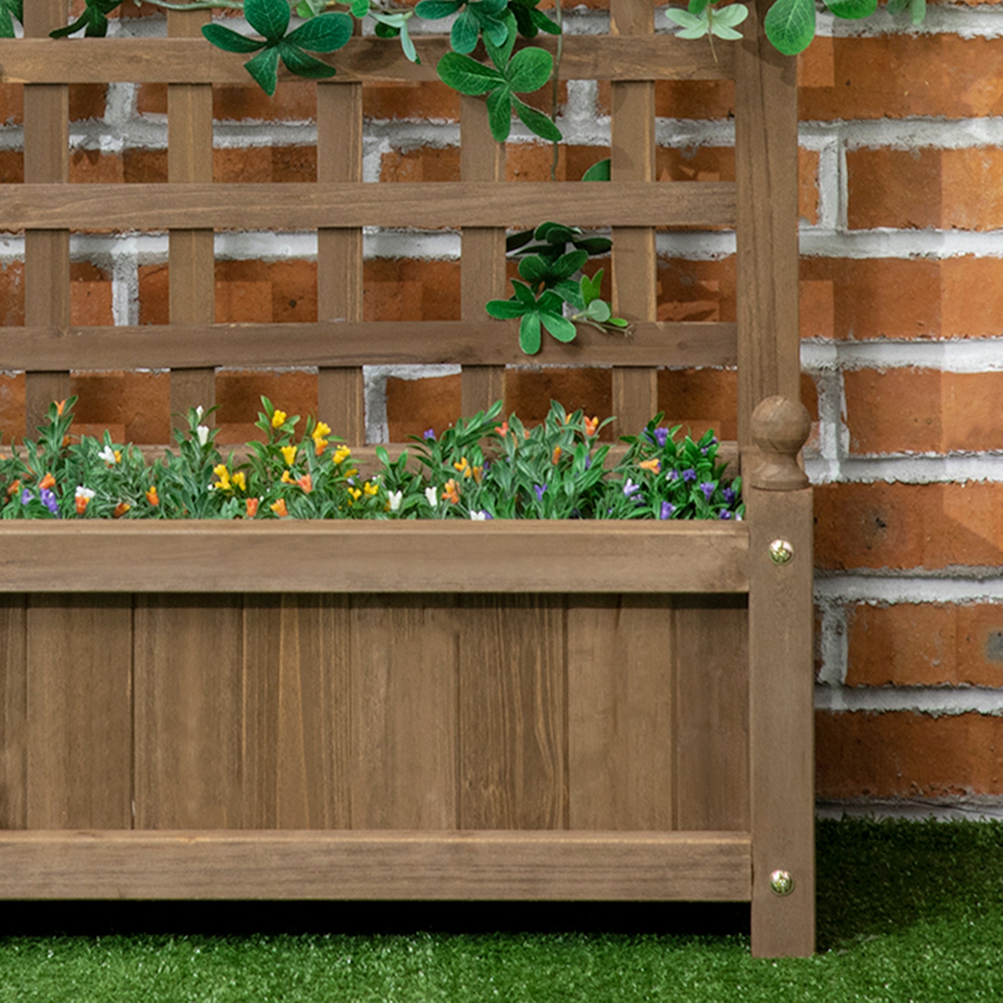 Garden Planter with Trellis for Climbing Vines, Wood Raised Garden Bed, Planter Box for Garden, Indoor Outdoor, Coffee