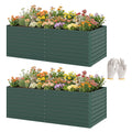 6' x 3' x 2' Raised Garden Bed, Set of 2 Galvanized Planter Box for Vegetables, Flowers, Herbs, Green