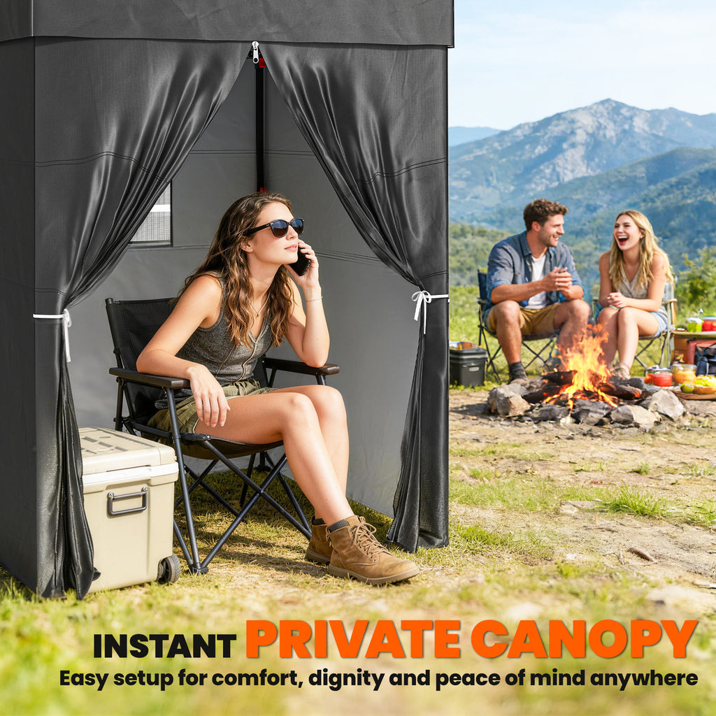 5 x 5 ft Compact Pop Up Canopy Tent, UPF 50+ Changing Room, Portable Instant Privacy Canopy with Mesh Window, Black