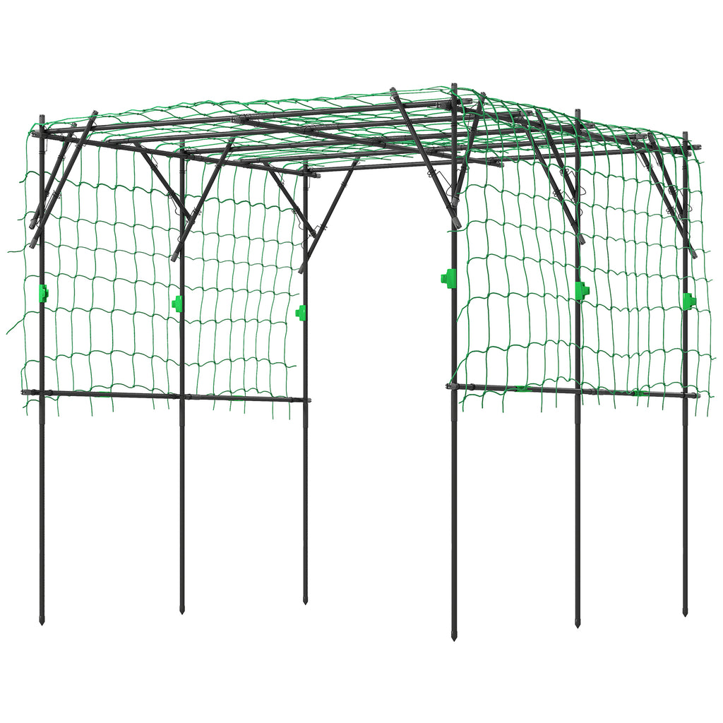 Garden Arch Cucumber Trellis for Climbing Plants, 7.3 FT Tall Metal Plant Trellis Support with Climbing Net, Black