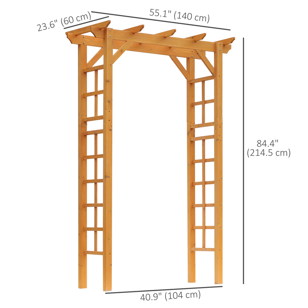 85" Wooden Outdoor Garden Arbour, Garden Arch Trellis for Climbing Vines  for Wedding and Ceremony - Orange