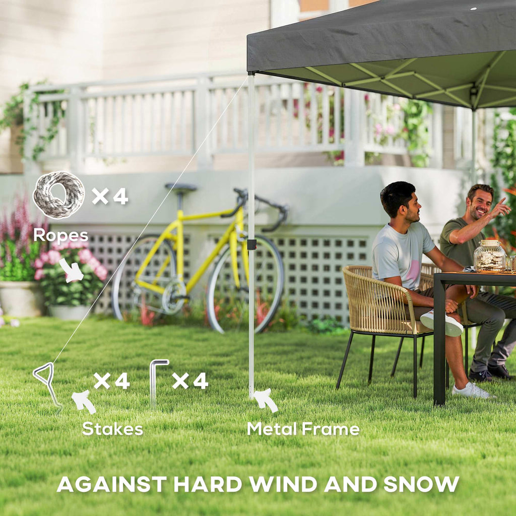 Pop Up Canopy Waterproof Canopy Tent with Carrying Bag for Parties Garden BBQs 9.8' x 9.8', Dark Grey