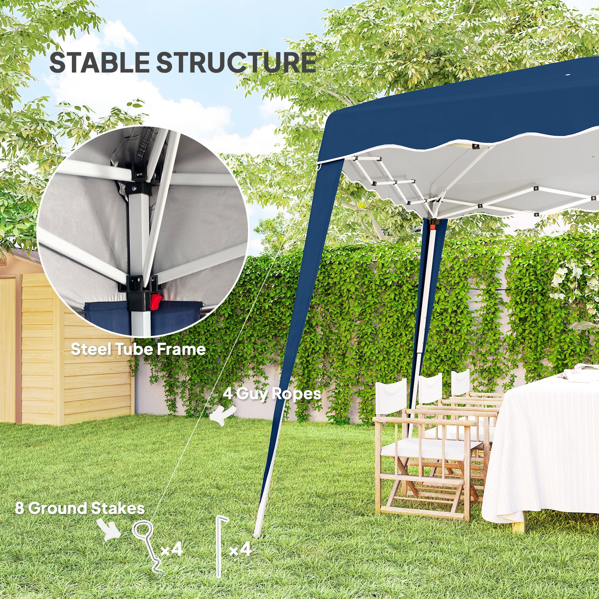 8' x 8' Pop Up Canopy, Outdoor Foldable Tent, Portable Canopy Tent with Carrying Bag for Camping, Party, Picnic, Blue