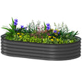 5' x 3' x 1' Large Outdoor Planter Box, Galvanized Raised Garden Bed with Metal Plant Stake, Dark Grey