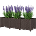 Plastic Raised Garden Bed, Outdoor Planter Box with Drainage Holes for Patio, Balcony, 47.2" x 15.7" x 14.6", Brown
