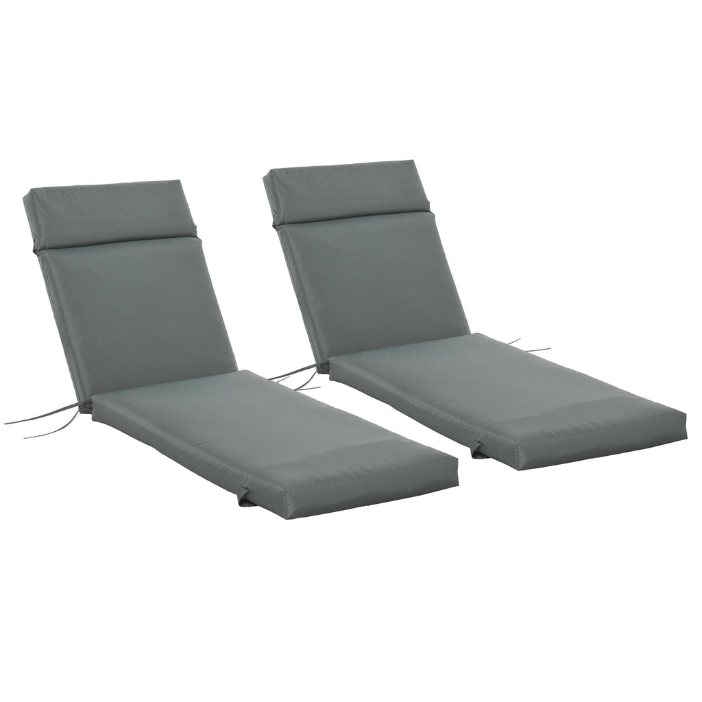 Outdoor Lounge Chair Cushion Set of 2, Non-Slip Chaise Lounge Cushions, Sun Lounger Pads, 77.2" x 21.7", Dark Grey
