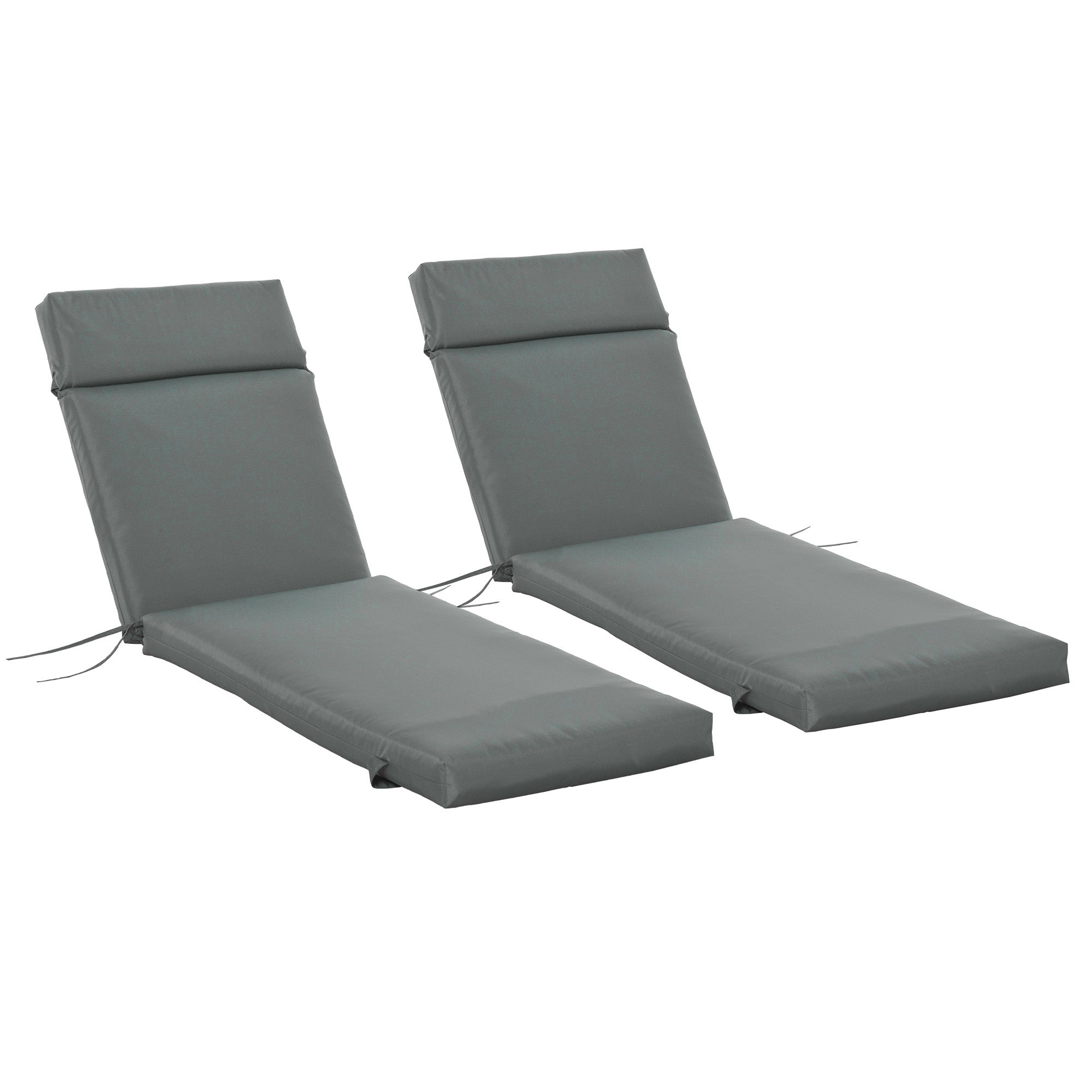 Outdoor Lounge Chair Cushion Set of 2, Non-Slip Chaise Lounge Cushions, Sun Lounger Pads, 77.2" x 21.7", Dark Grey