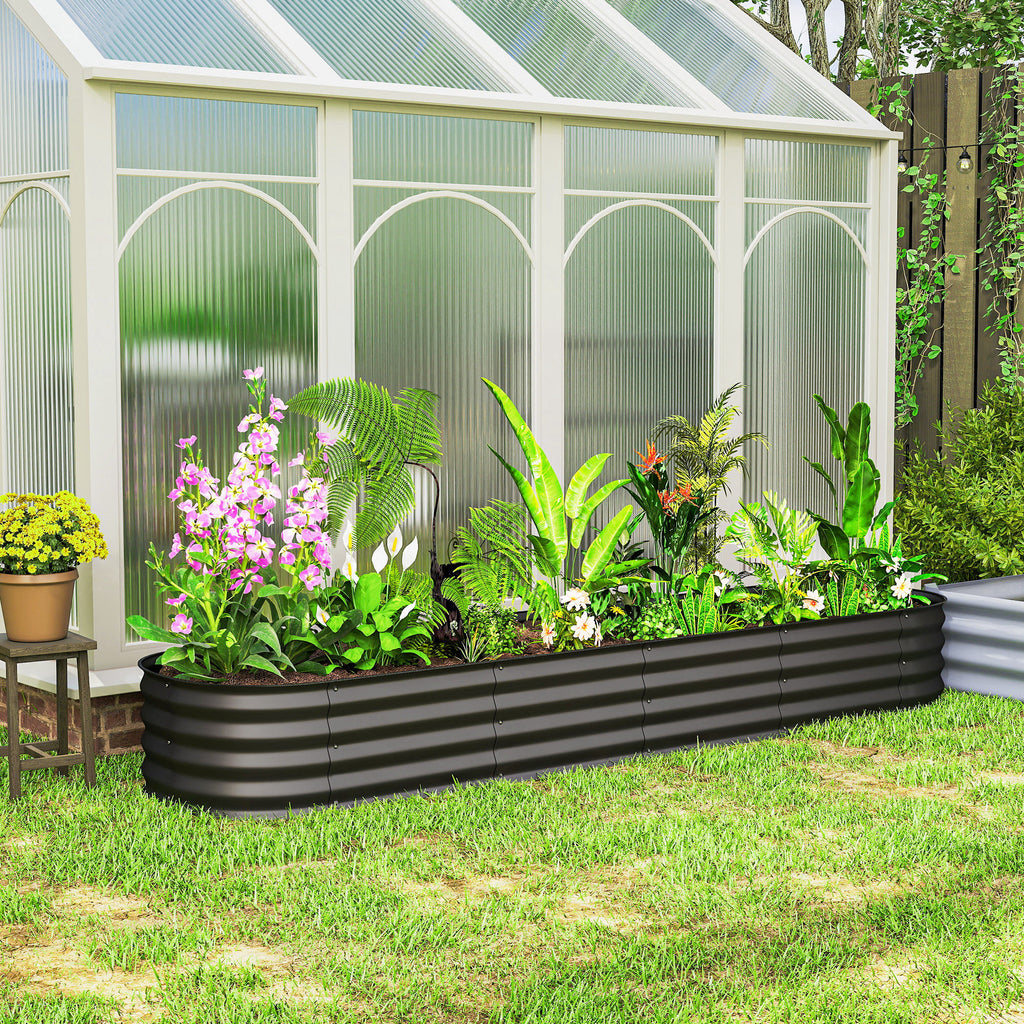 7.9 x 2 x 1ft Galvanized Raised Garden Bed Kit, Metal Planter Box with Safety Edging, Dark Grey