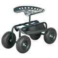 Garden Cart Garden Seat on Wheels with Tool Tray, 360Â° Swivel and Height Adjustable Seat, for Patio and Yard