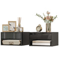 Floating Bedside Tables Set of 2, Wall-Mounted Nightstand, High Gloss Black