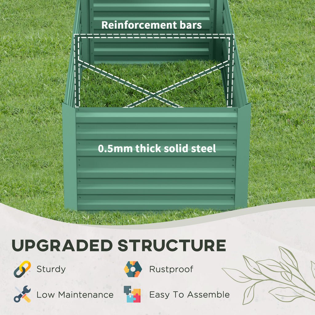 Galvanized Raised Garden Bed, Steel Outdoor Planters with Reinforced Rods, 71" x 35" x 23", Light Green