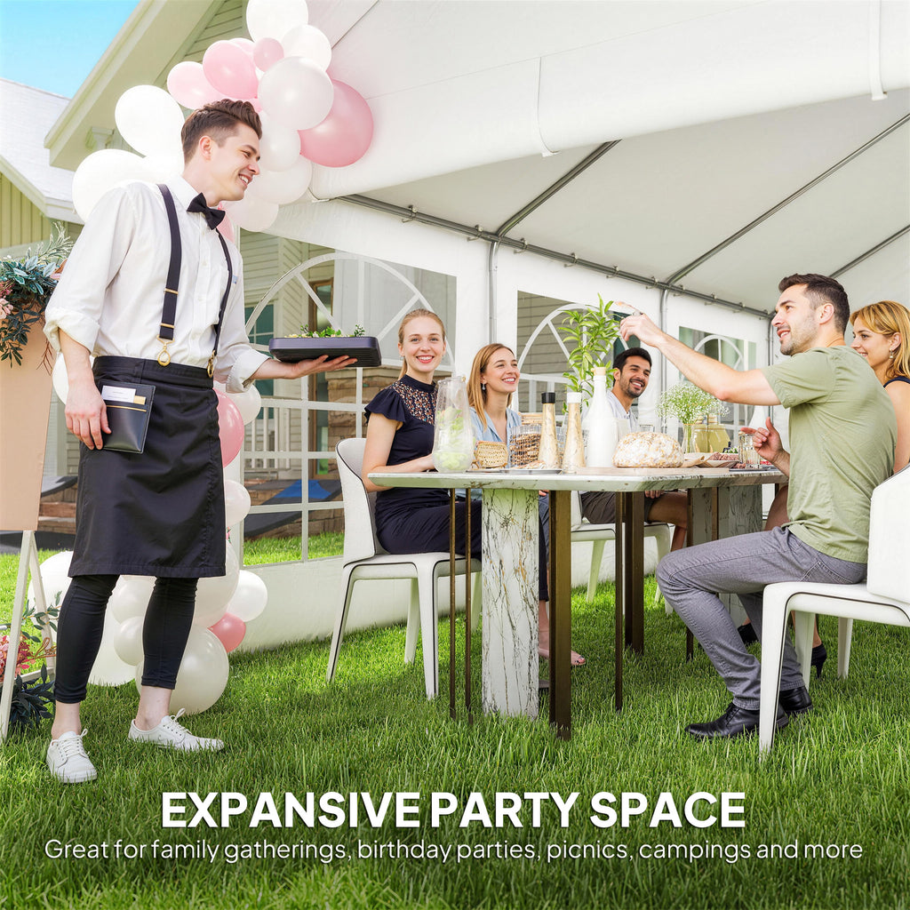 20' x 13' Party Tent, Heavy Duty Gazebo Canopy with Windows, Outdoor Party Wedding Tent with 4 Removable Sidewalls White