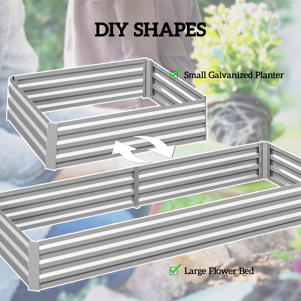 95" x 36" x 12" Galvanized Raised Garden Bed, Metal Elevated Planter Box for Growing Flowers, Herbs, Succulents, Silver