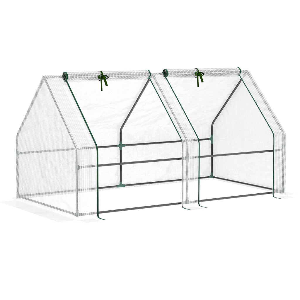 6' x 3' x 3' Portable Tunnel Greenhouse Outdoor Garden Mini with Large Zipper Doors & Water/UV PE Cover White