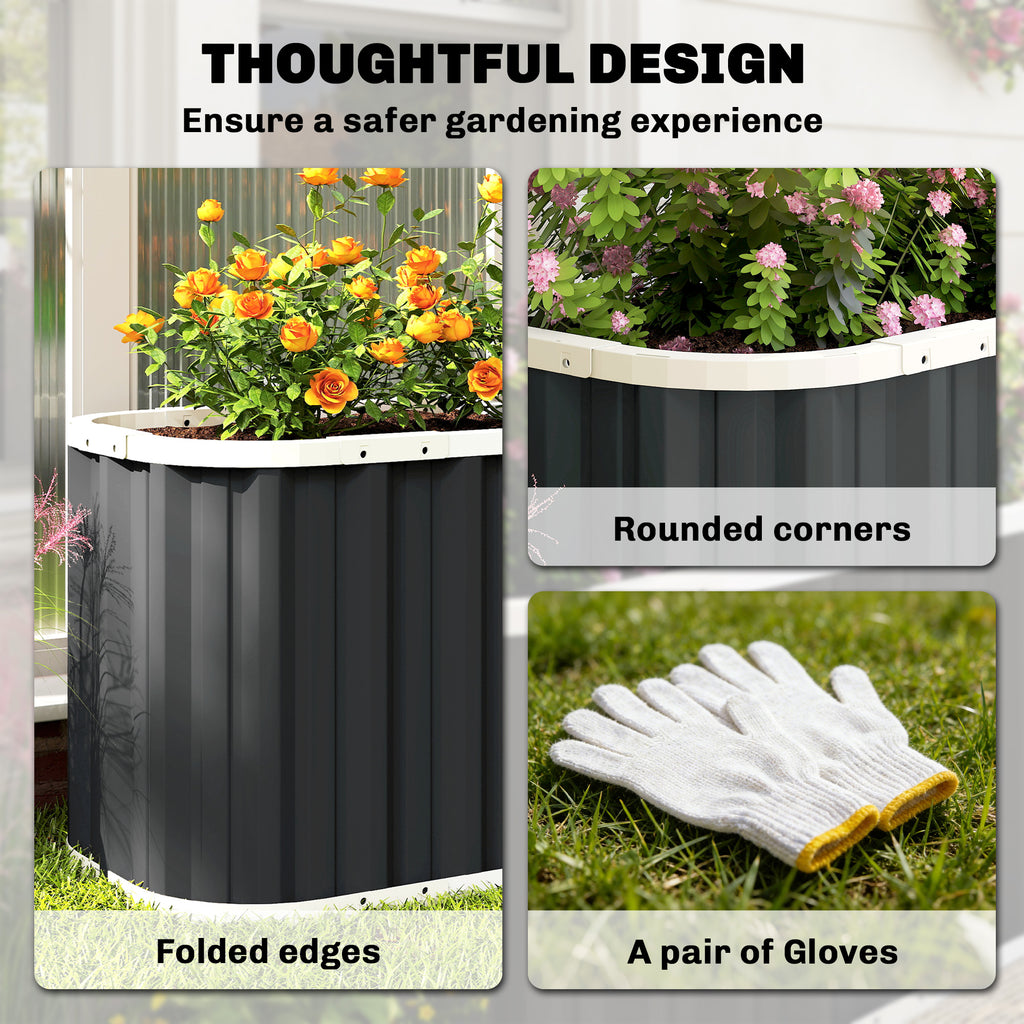 Galvanized Raised Garden Bed, Deep Root Planter Box, Outdoor Garden Bed with Plant Labels, 5' x 2' x 2', Dark Grey