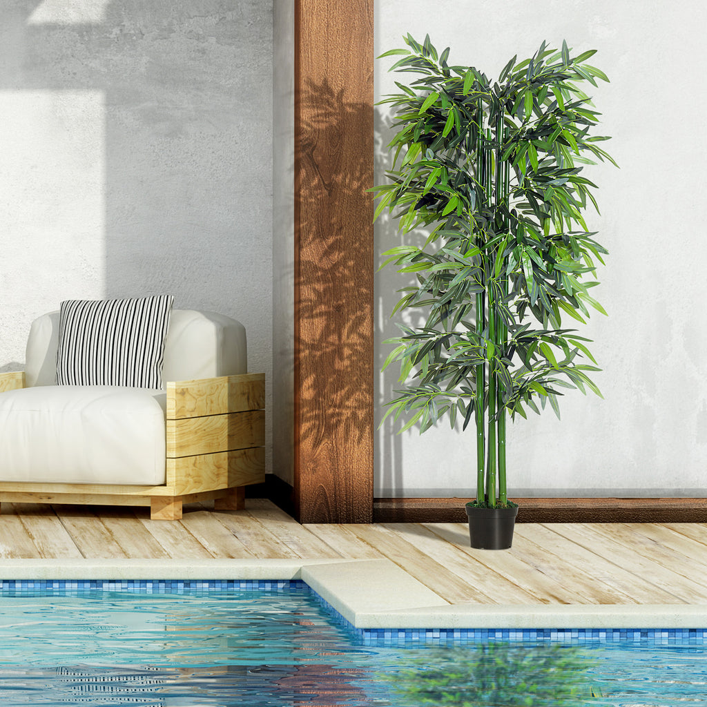 Set of 2 6FT Artificial Bamboo Tree Fake Decorative Plant with Nursery Pot for Indoor Outdoor DÃ©cor