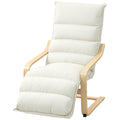 Accent Chair, Velvet Upholstered Living Room Chair with Footrest, Wood Frame, Cream White