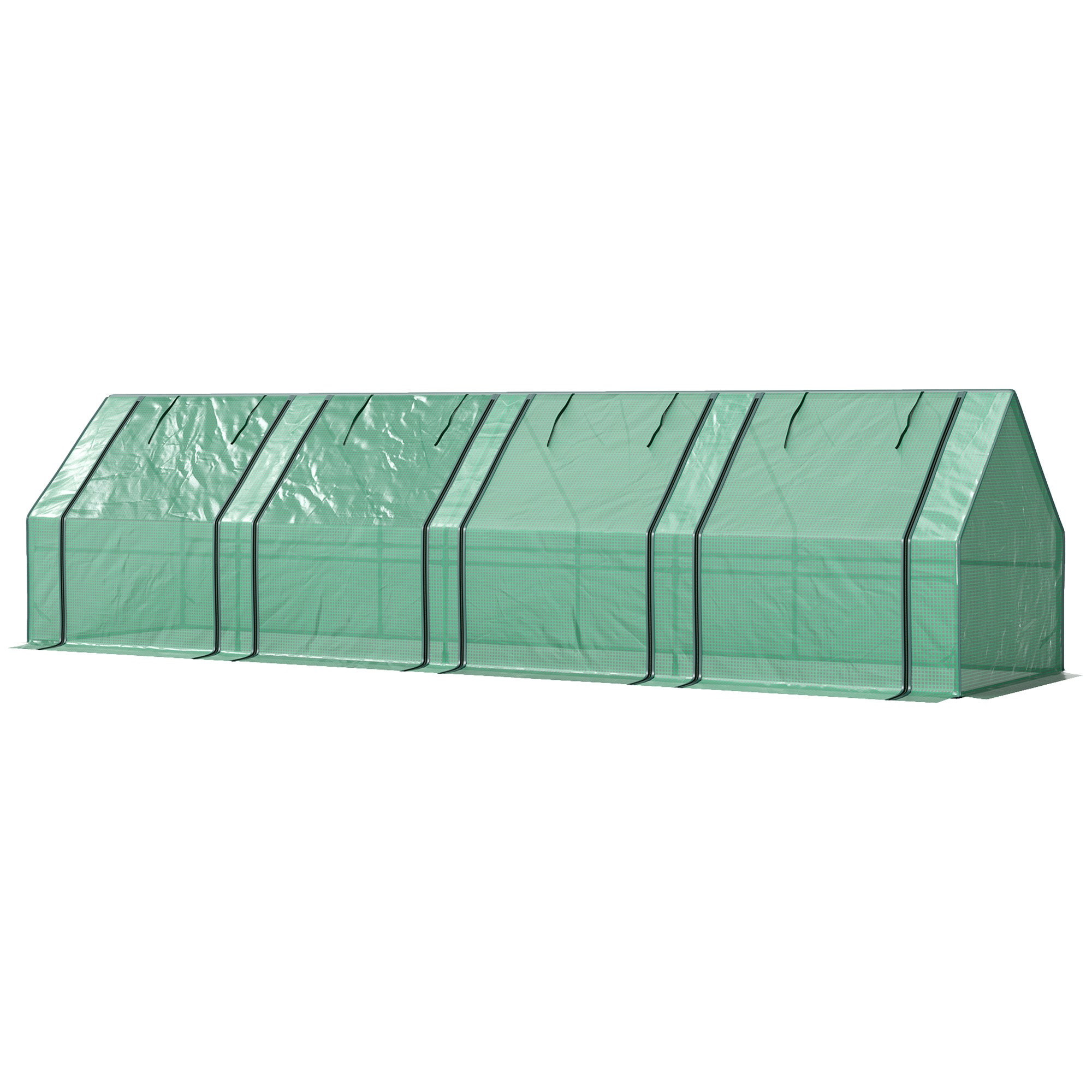 Portable Mini Greenhouse Tunnel Growing Tent Plants Flower Warm House w/ Zippered Roll-up Doors, Green