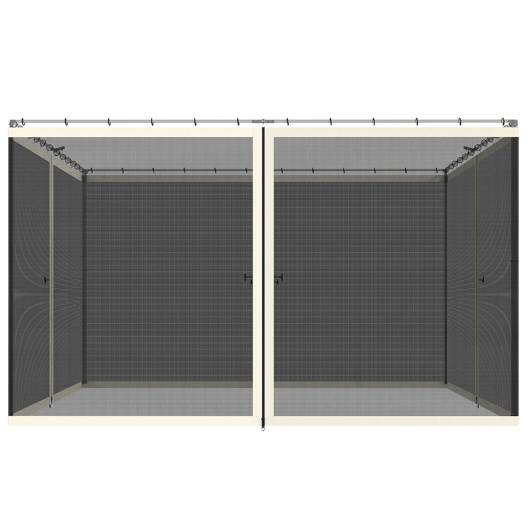 Replacement Mosquito Netting for Gazebo 10' x 12' Black Screen Walls for Canopy with Zippers, Cream White