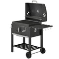 BBQ Trolley Charcoal Grill Portable Stainless Steel Barbecue Tool Kits w/ Wheels Side Shelf for Camping Hiking Picnic