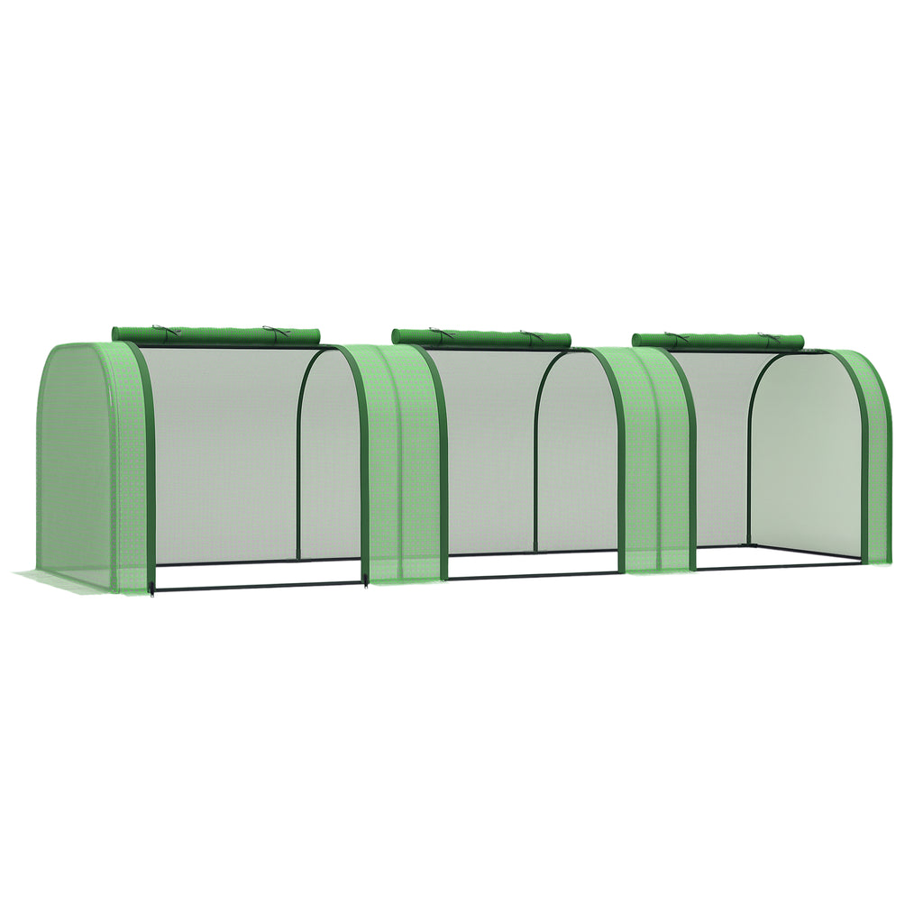 9.7' x 3.3' x 2.5' Mini Tunnel Greenhouse with PE Cover Garden Green Grow Shed with Steel Frame Zipped Doors, Dark Green