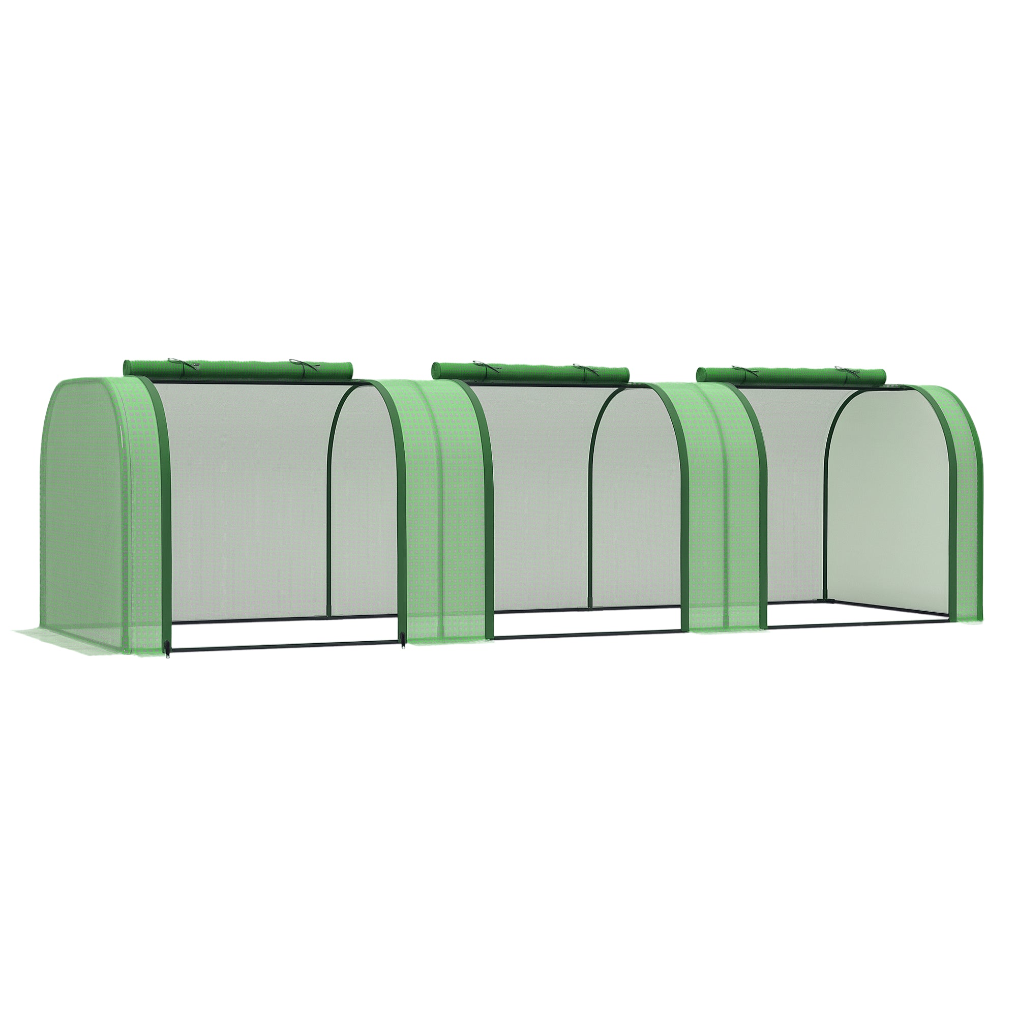 9.7' x 3.3' x 2.5' Mini Tunnel Greenhouse with PE Cover Garden Green Grow Shed with Steel Frame Zipped Doors, Dark Green