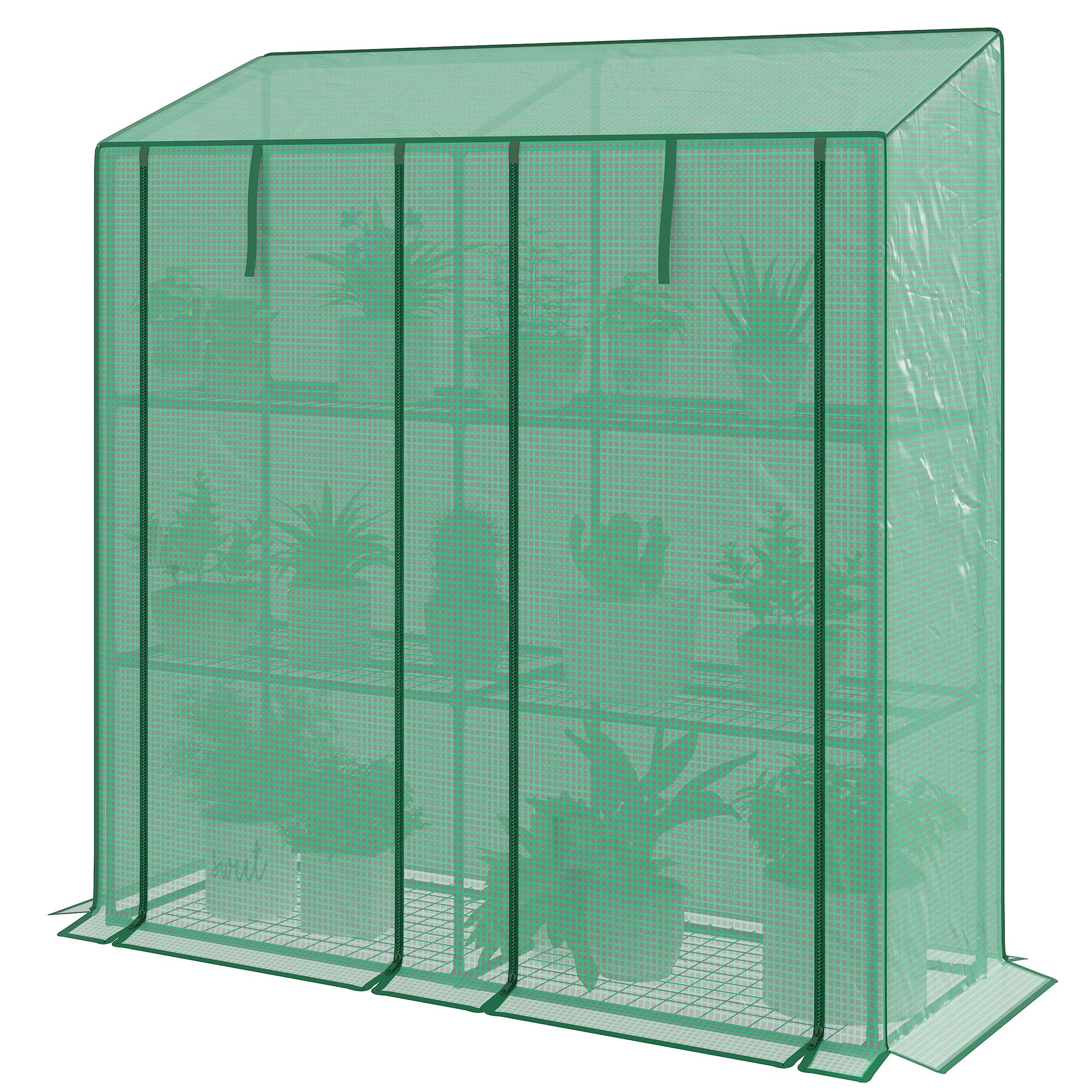 Portable Mini Greenhouse Green House with 3 Tier Shelves, Reinforced PE Cover, Roll-up Doors, 56.3" x 18.1" x 59.4"