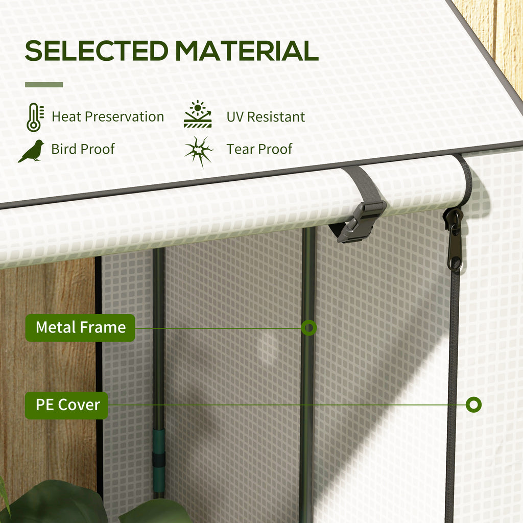 Mini Greenhouse with 4 Wire Shelves, Portable Tomato Greenhouse with Roll Up Door, 39.4" x 31.5" x 59.1", White