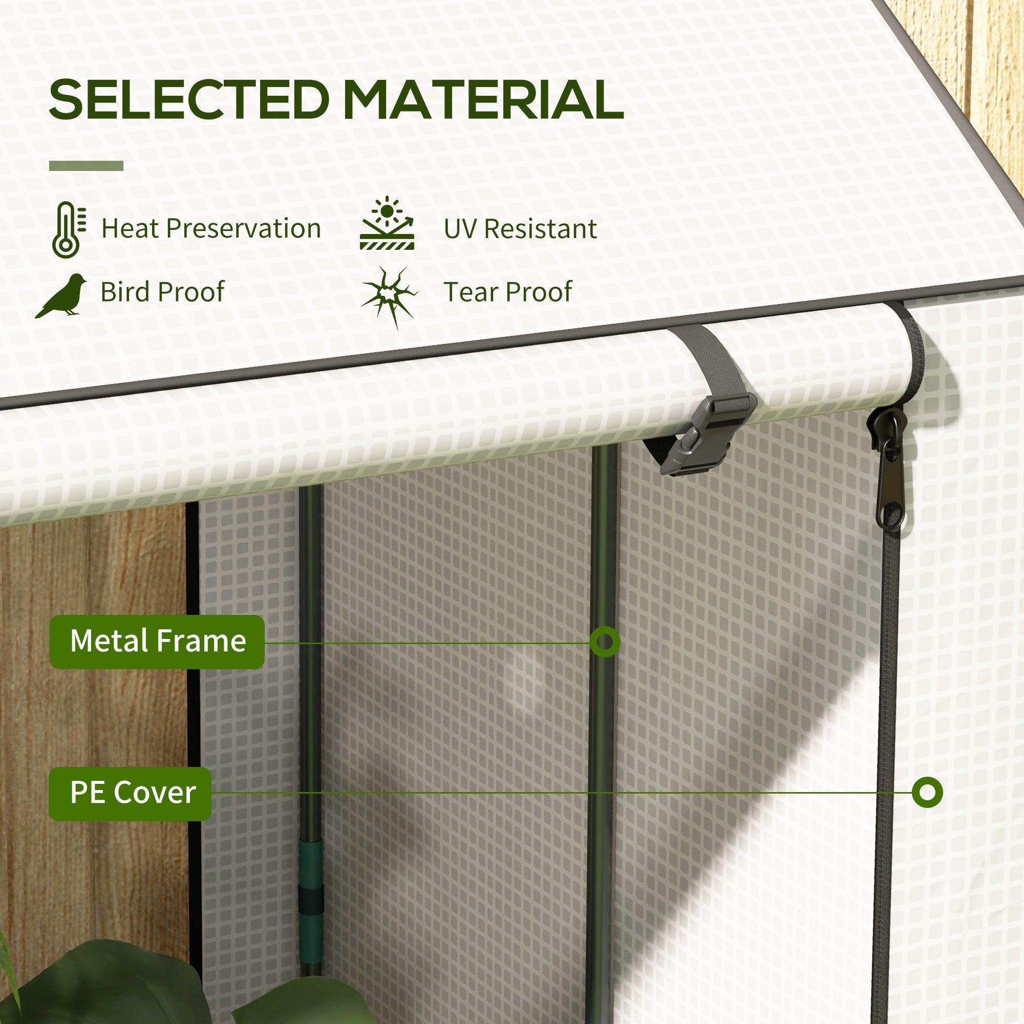 Mini Greenhouse with 4 Wire Shelves, Portable Tomato Greenhouse with Roll Up Door, 39.4" x 31.5" x 59.1", White