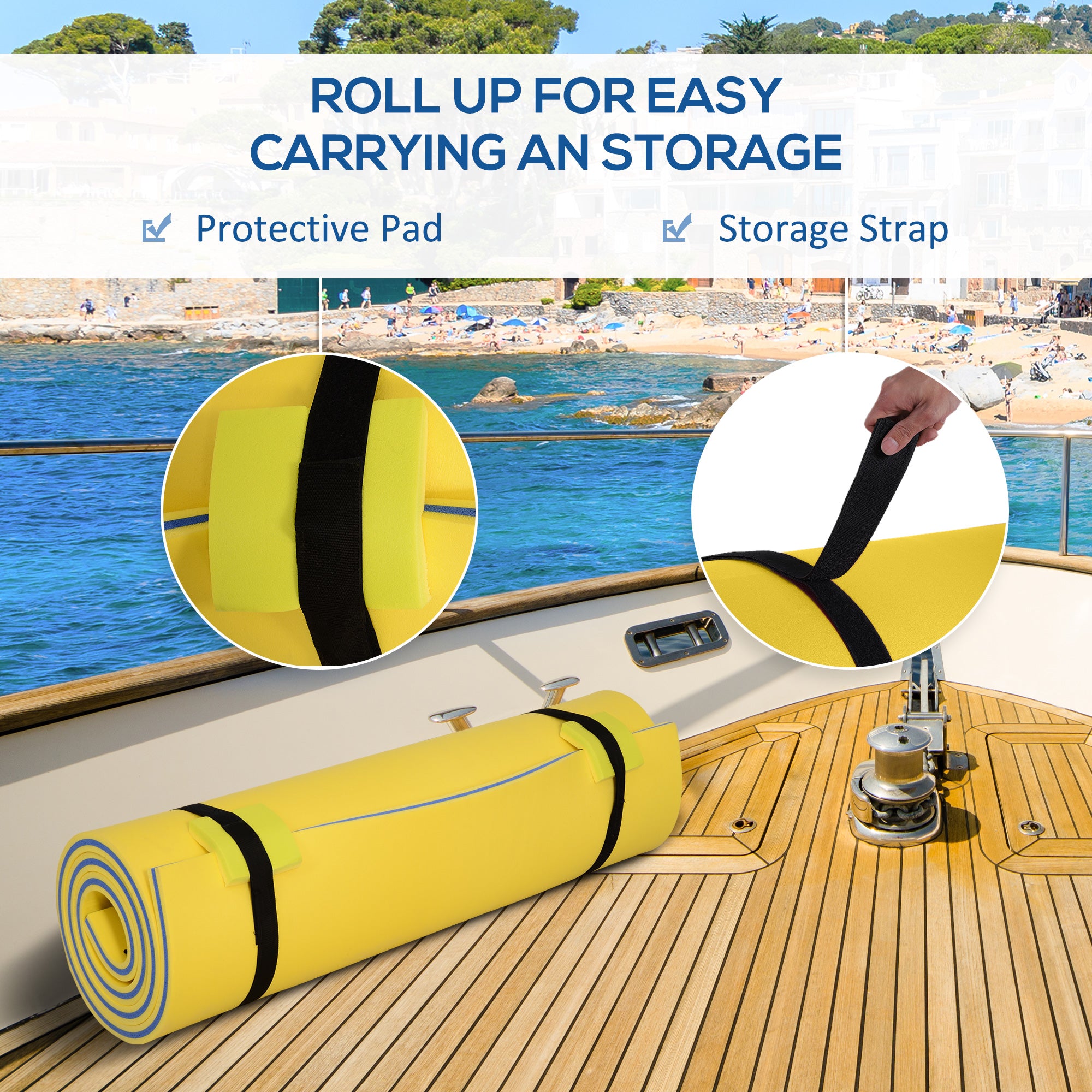 10' x 5' Roll-Up Pool Float Pad for Lakes, Oceans, & Pools, Water Mat for Playing, Relaxing & Recreation, Yellow