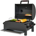 Tabletop Charcoal Smoker, Portable BBQ with Ash Catcher and Thermometer for Backyard, Camping, Picnic, Black