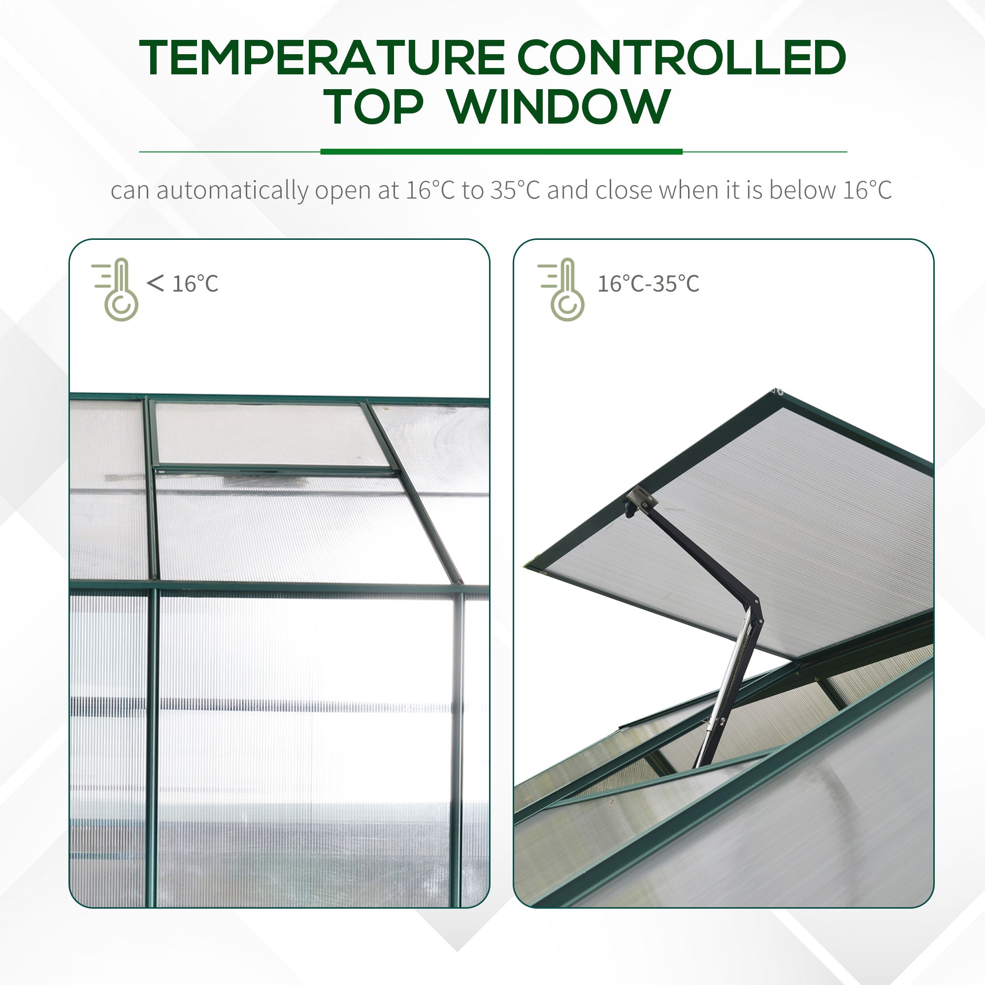 8.2' x 6.2' Greenhouse Aluminum Frame with Temperature Controlled Window