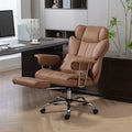 400LBS Brown Massage Office Chair with 6-Point Vibration and Footrest