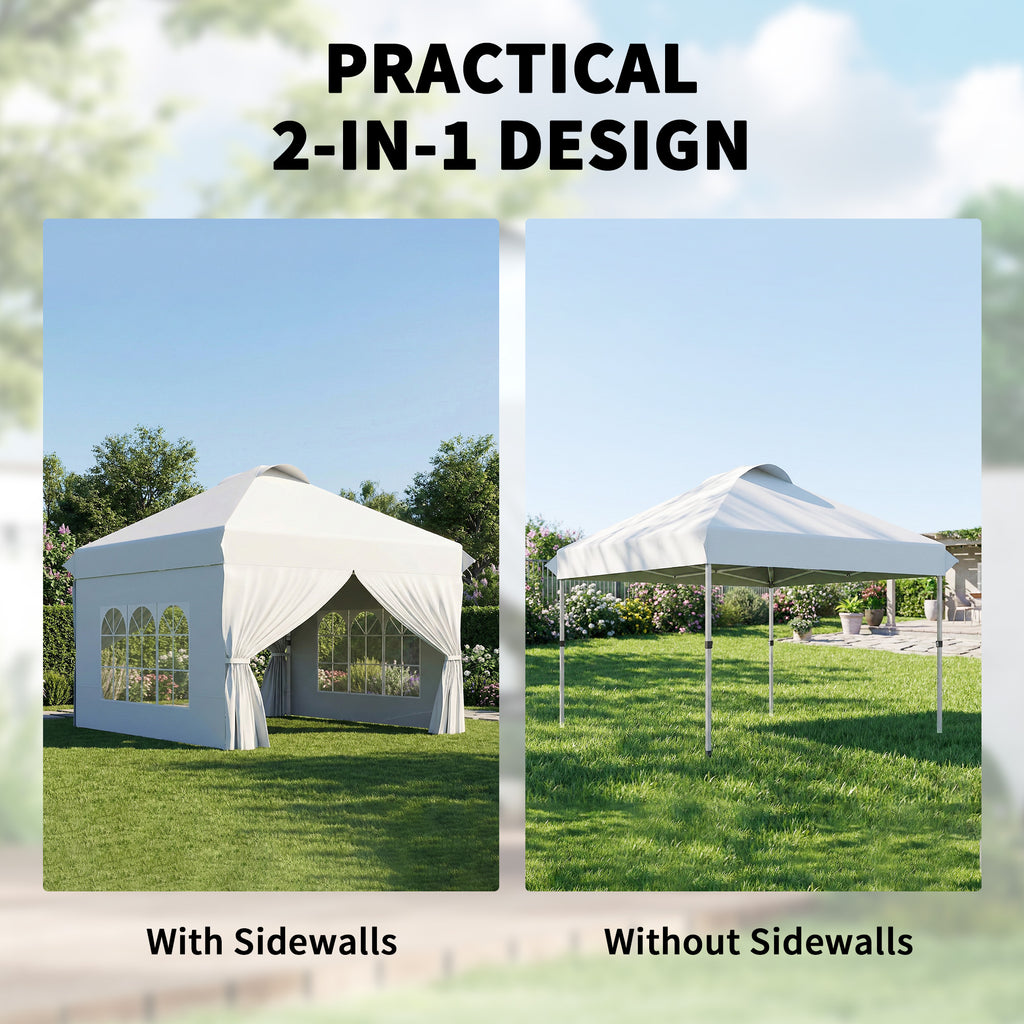 10' x 10' Pop Up Canopy Tent, Instant Sun Shelter, Tents for Parties, with Wheeled Carry Bag, White