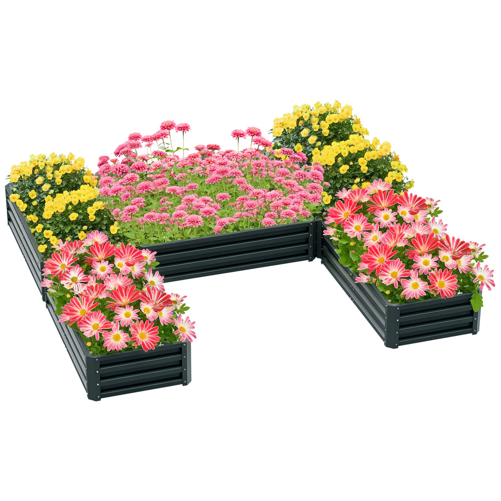 Steel Raised Garden Bed, Set of 5 Large Box Planters for Outdoor Plants Vegetables Flowers Herbs, 8x8x1ft, Green