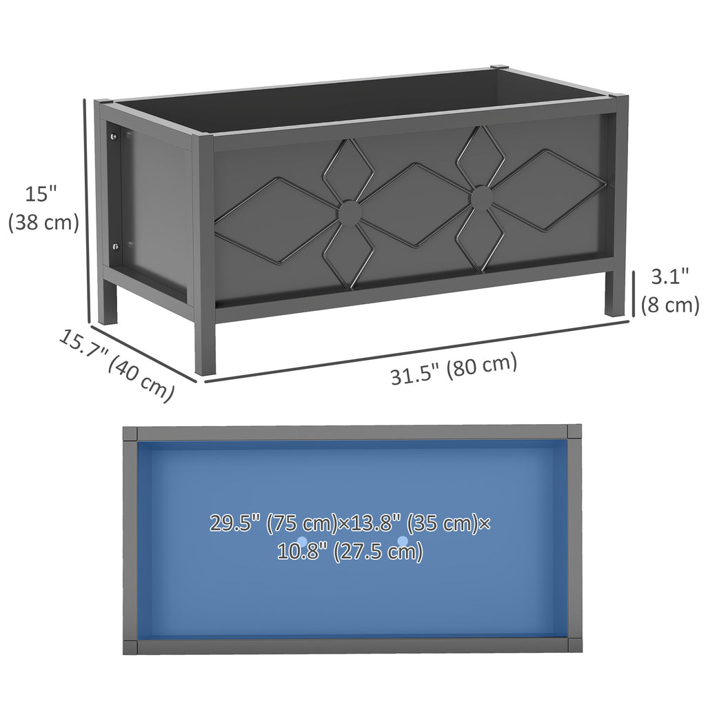 Galvanized Raised Garden Bed with Drainage Holes, Metal Raised Flower Bed, Outdoor Galvanized Planter Box for Herbs